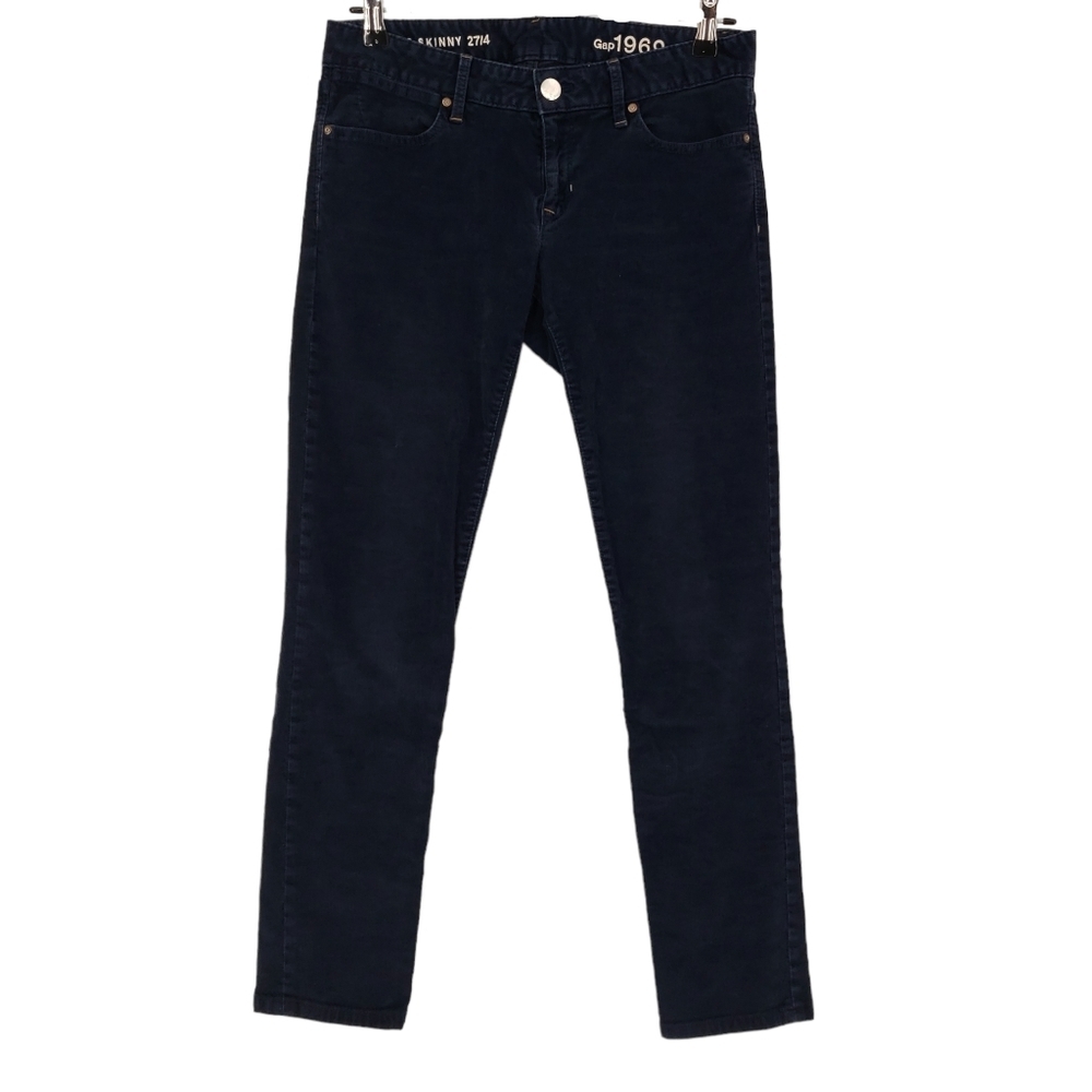 GAP 1969 Always Skinny Corduroy Pants Navy Blue Mid Rise